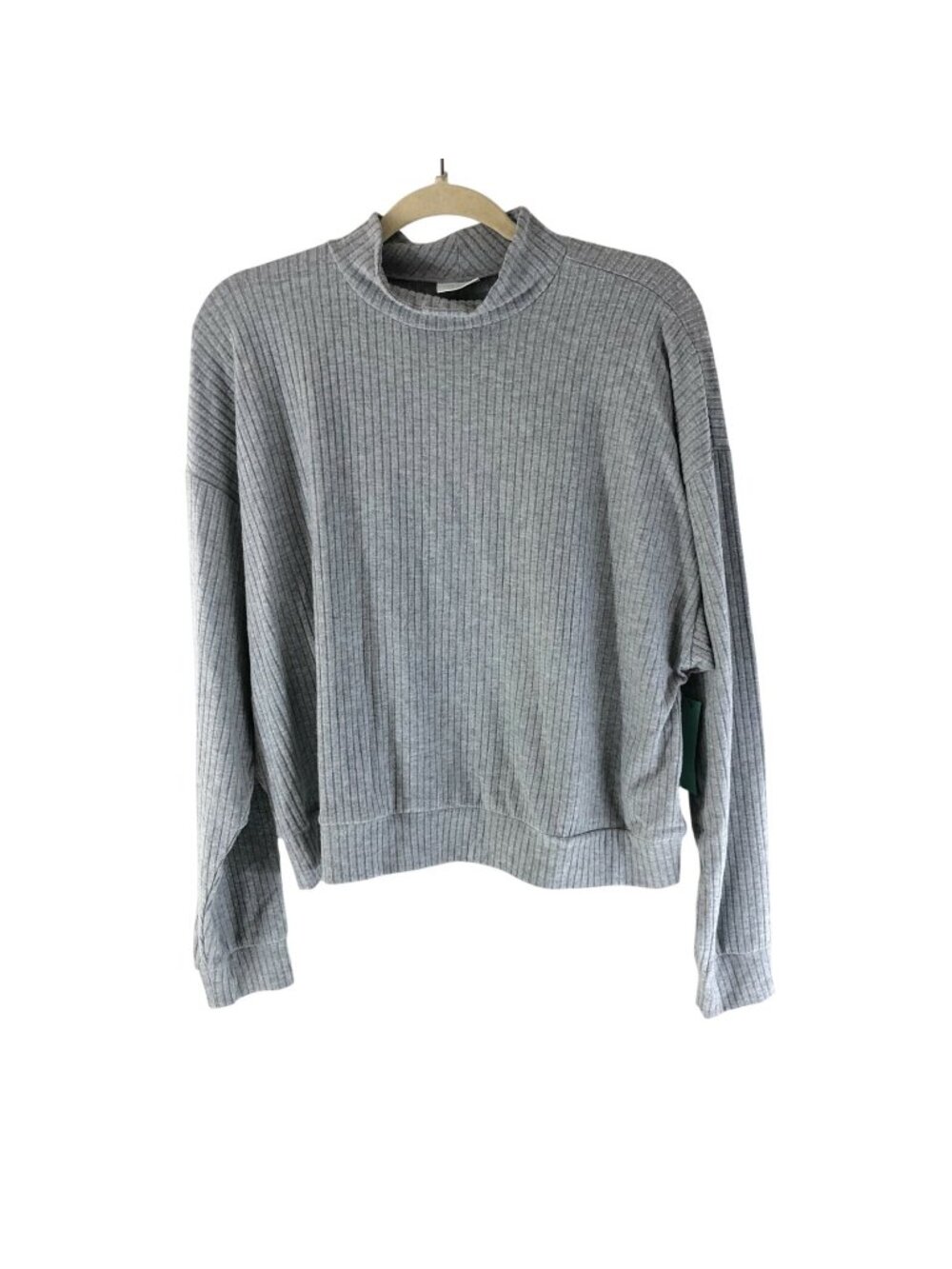 Abound Womens Sweater Oversized Mock Neck Ribbed Knit Gray Size XL